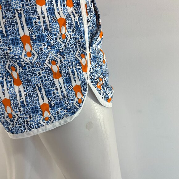 Stylish Blue and Orange Women's Shorts - Picture 4 of 5